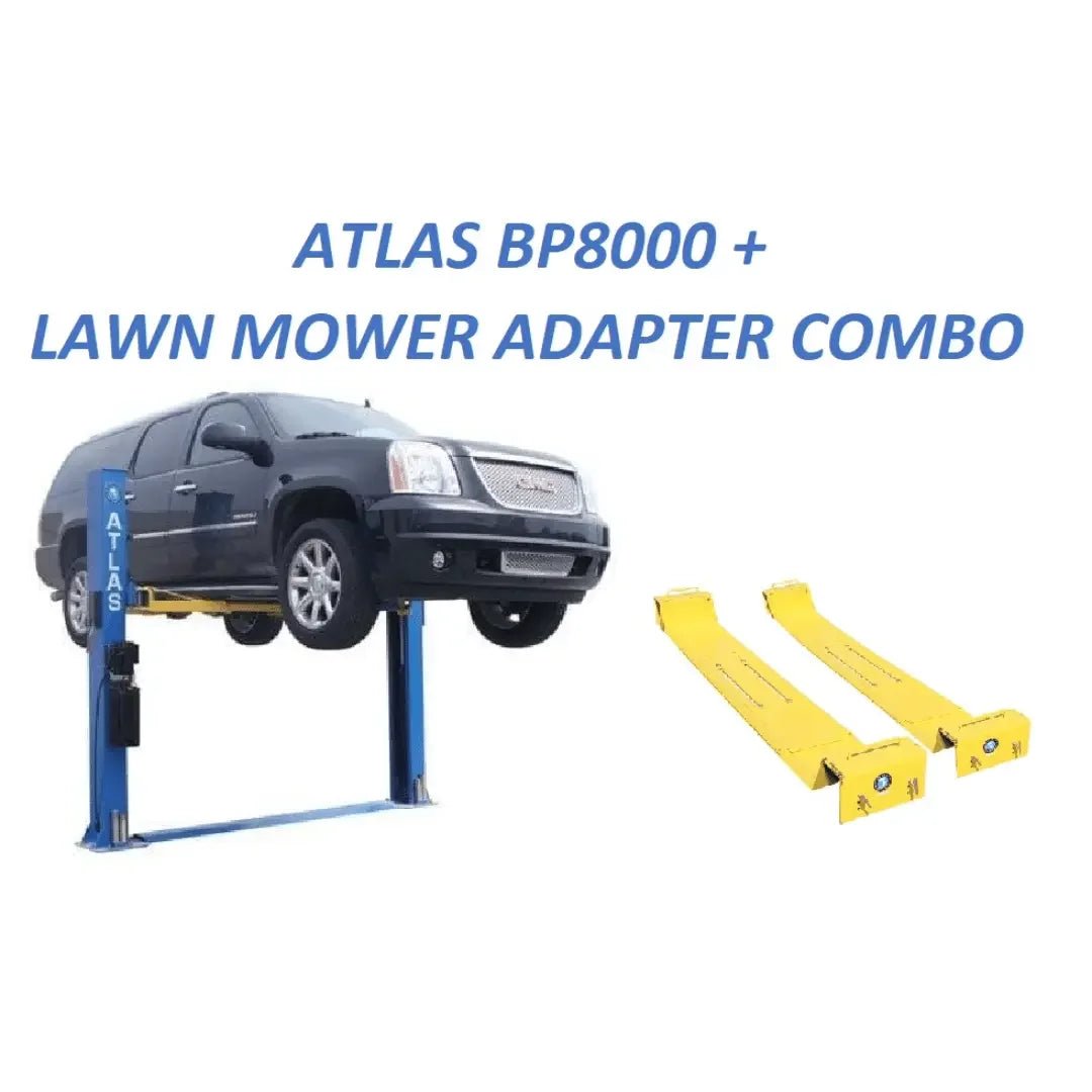 Atlas BP8000 2 Post Car Lift + Lawn Mower Adapter Combo