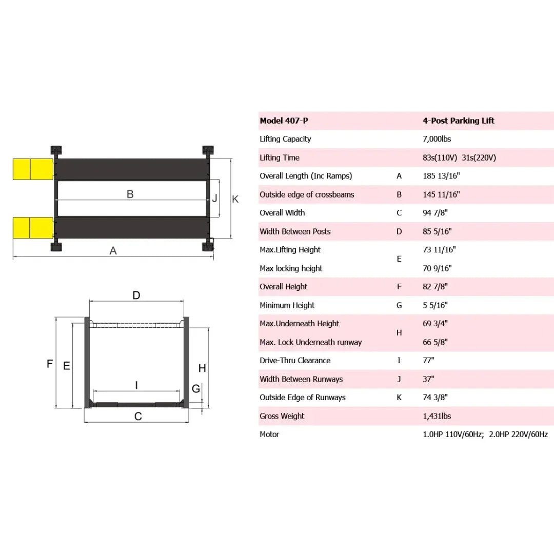 Amgo 407-P 7,000 lb Parking Lift - Image 3