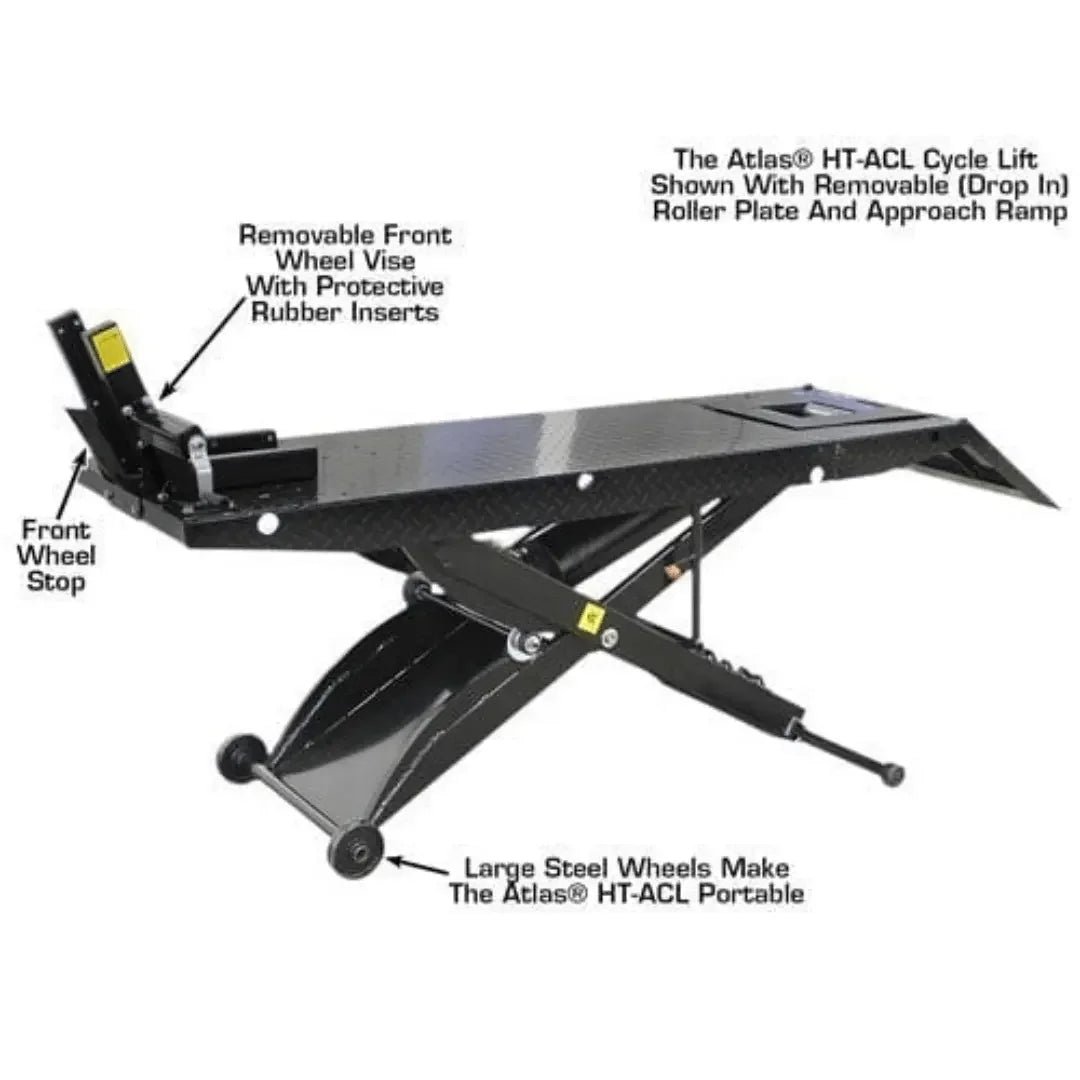 Atlas ACL Air Operated 1,000 lb Capacity Motorcycle Lift with Roller Plate - Image 4