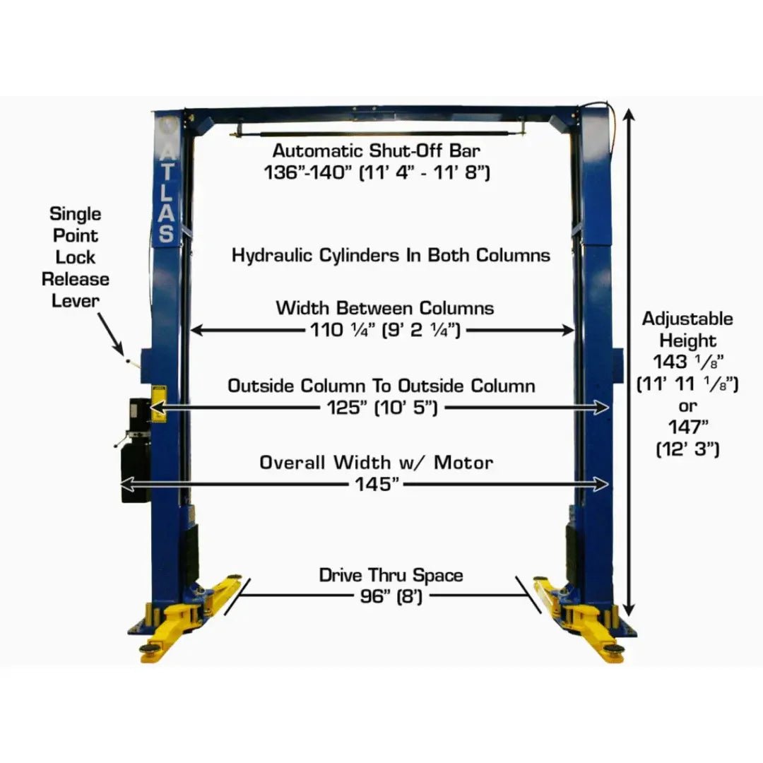 Atlas PV10PX 10,000 lb Overhead 2-Post Lift - Image 7