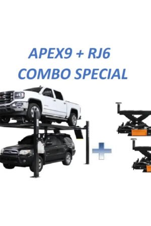 Atlas ALI Certified APEX9 4-Post Lift + RJ6 Rolling Bridge Jack Combo