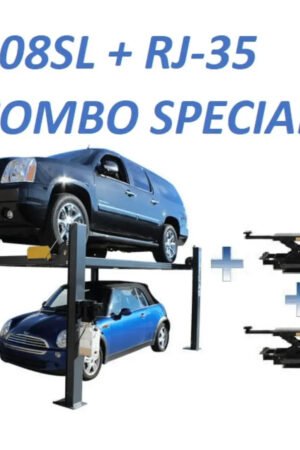 Atlas PREMIUM 408SL 4 Post Lift + RJ35 Sliding Jacks Combo